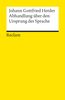 Johann G. Herder: Abhandlungen über den Ursprung der Sprache, Buch