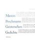 Marion Poschmann: Geistersehen, Buch