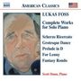 Lukas Foss (geb. 1922): Klavierwerke, CD