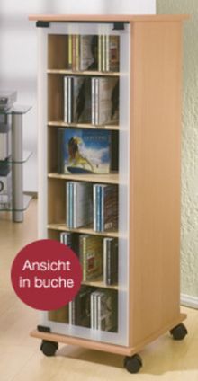 CD-Turm Valenza drehbar mit 2 Glastüren für 300 CDs schwarz, Zubehör