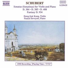 Franz Schubert (1797-1828): Sonatinen für Violine & Klavier D.384,385,408, CD