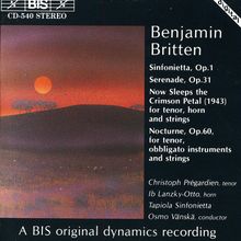 Benjamin Britten (1913-1976): Nocturne f.Tenor & Kammerorchester op.60, CD