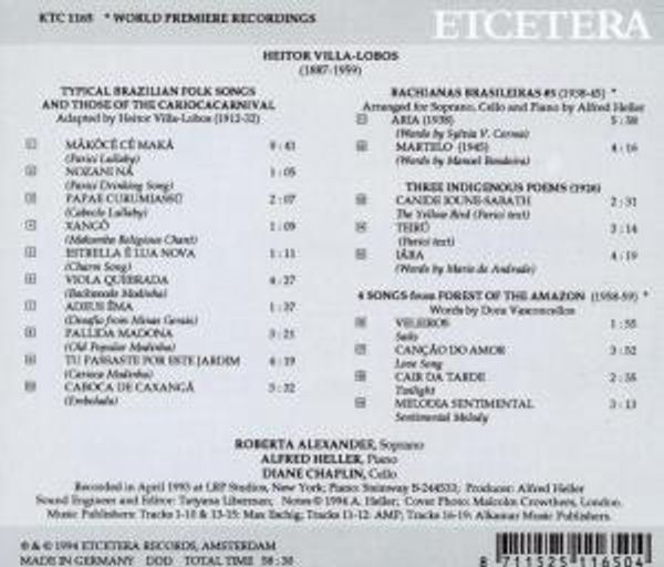 Songs back cover