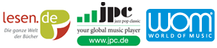 Die Logos von jpc, WOM und lesen.de