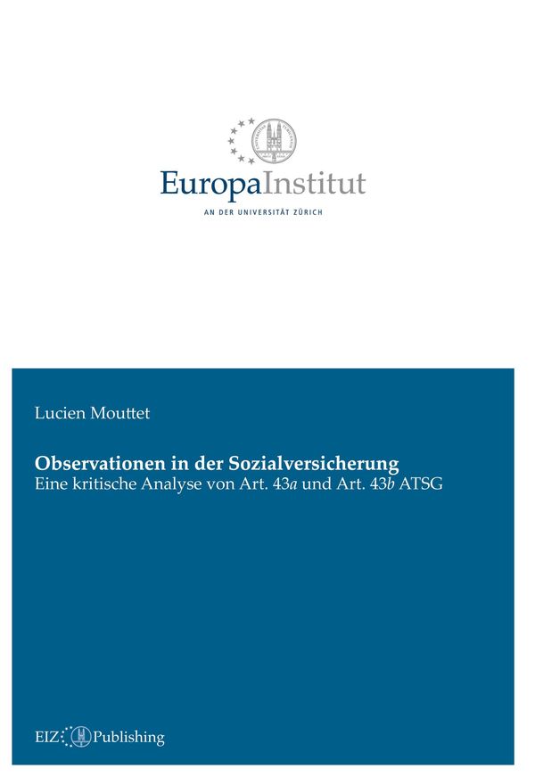 Observationen in der Sozialversicherung - Lucien Mouttet (Buch)