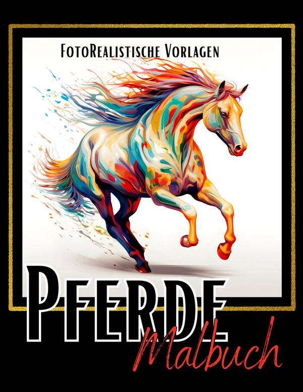 Malbuch Pferde "Fotorealistisch". - Lucys Schwarze Malbücher (Buch)