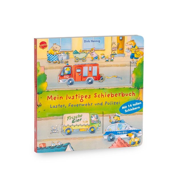 Mein lustiges Schieberbuch. Laster, Feuerwehr und Polizei (Buch)