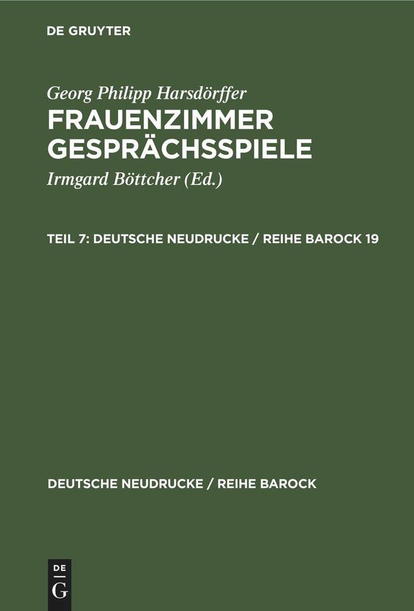 Georg Philipp Harsdörffer: Frauenzimmer Gesprächsspiele. Teil 7 (Buch)