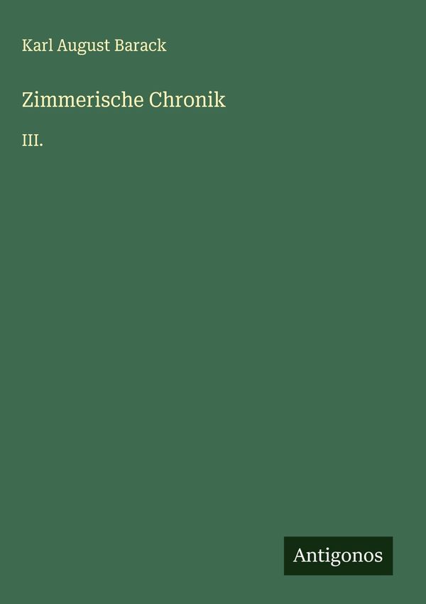Zimmerische Chronik - Karl August Barack (Buch)