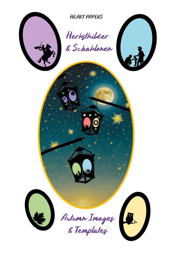 Herbstbilder & Schablonen für Laternen, Fensterbilder und Windlicht...