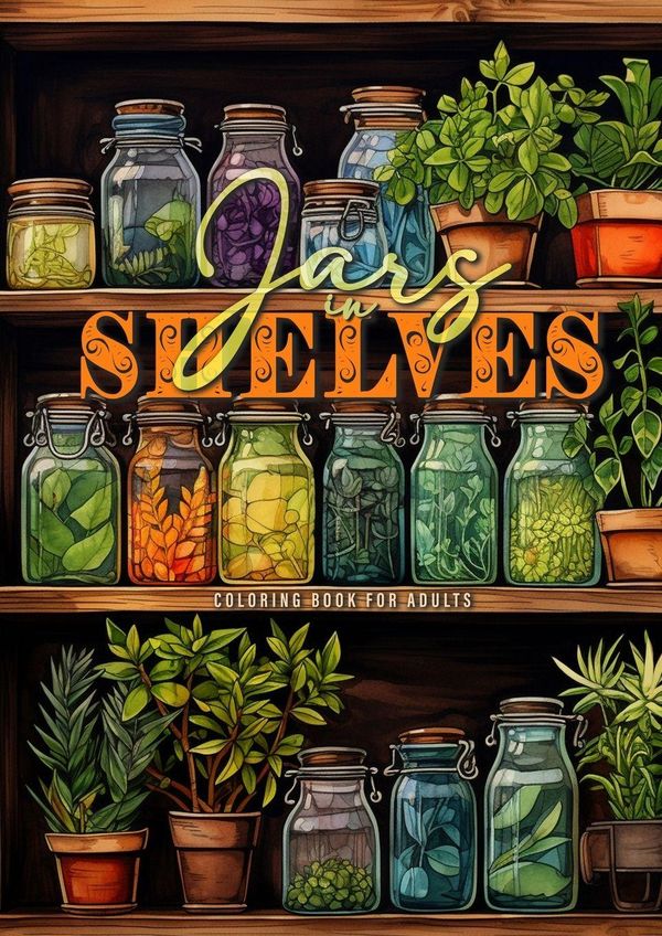 Jars in Shelves Grayscale Coloring Book for Adults (Buch)