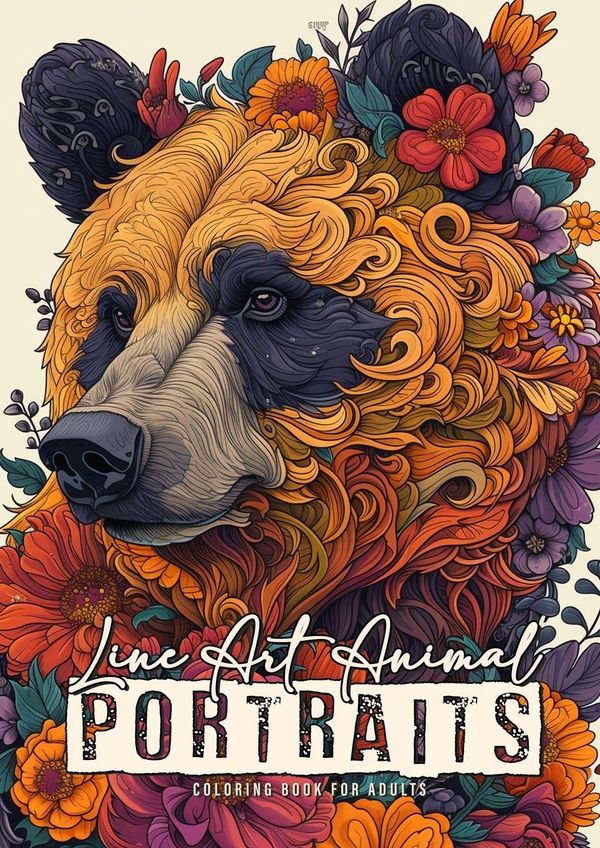 Line Art Animal Portraits Coloring Book for Adults (Buch)