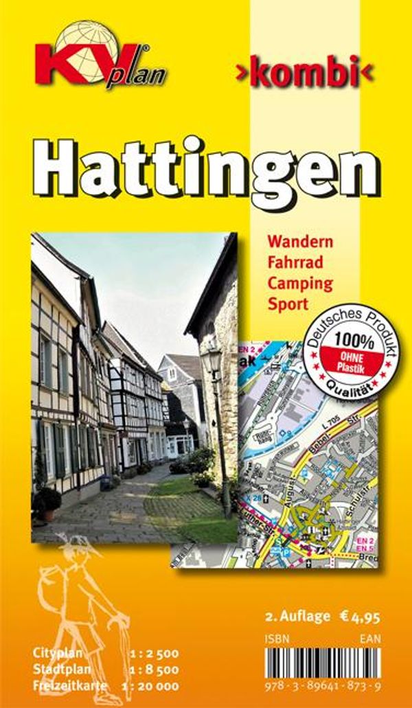 Hattingen, KVplan, Wanderkarte/Radkarte/Stadtplan, 1:20.000 / 1:10....