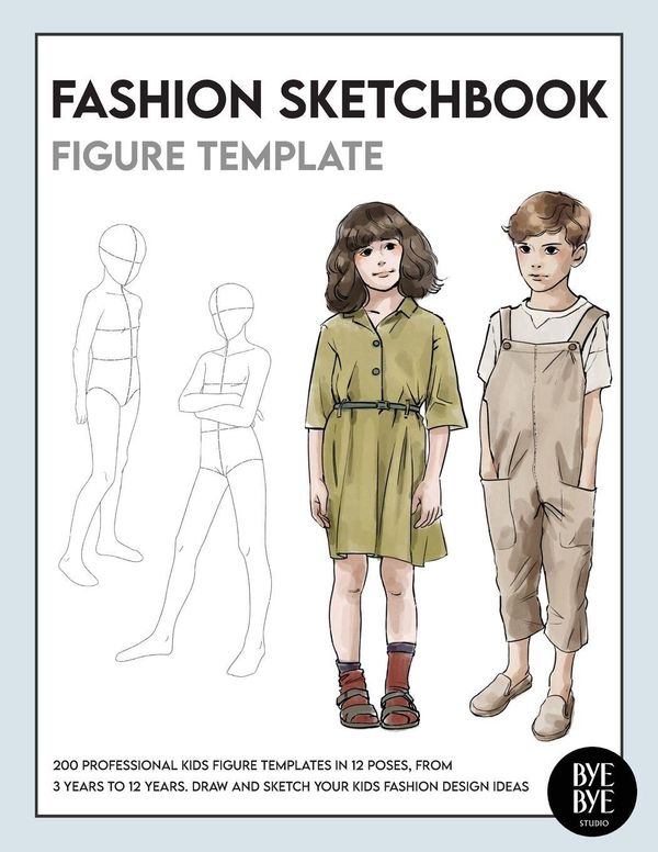 Fashion Sketchbook Kids Figure Template - Bye Bye Studio (Buch)