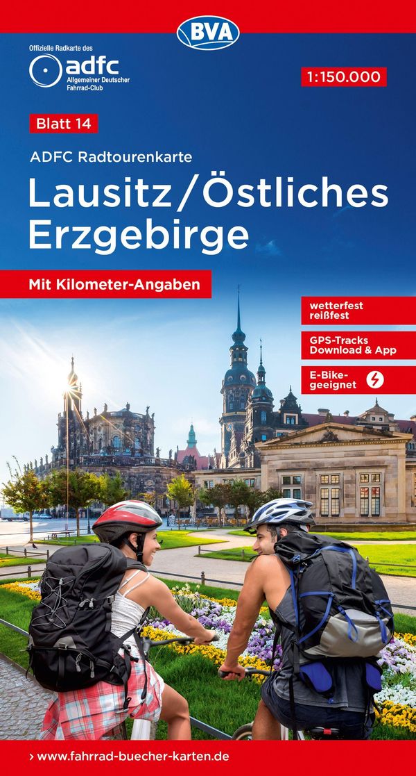 ADFC-Radtourenkarte 14 Lausitz /Östliches Erzgebirge 1:150.000, reiß- und wetterfest, E-Bike geeignet, GPS-Tracks Download, mit Bett+Bike Symbolen,