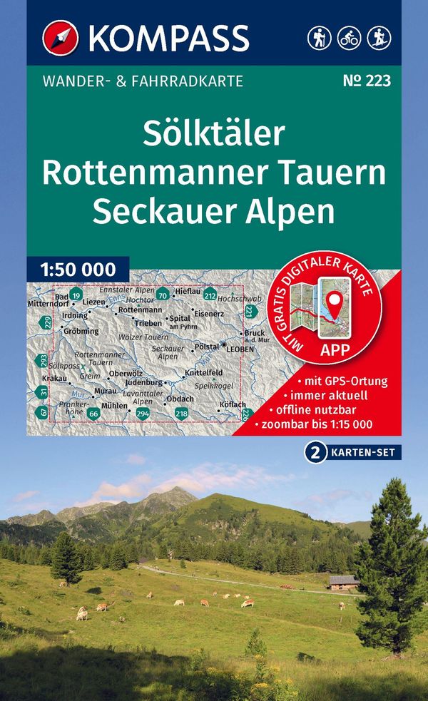 KOMPASS Wanderkarten-Set 223 Sölktäler, Rottenmanner Tauern, Seckauer Alpen (2 Karten) 1:55.000