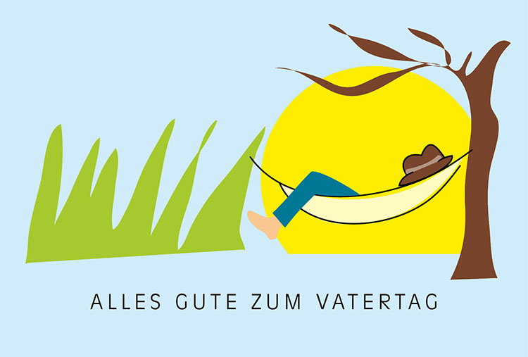 Gutscheinmotiv Vatertag, Hängematte, Text: Alles Gute zum Vatertag