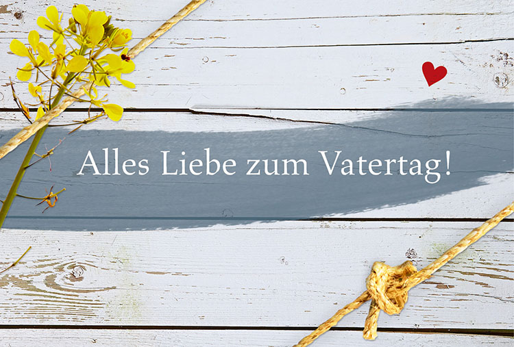 Gutscheinmotiv Vatertag, Holzkiste Geschenkverpackt, Text: Alles Liebe zum Vatertag